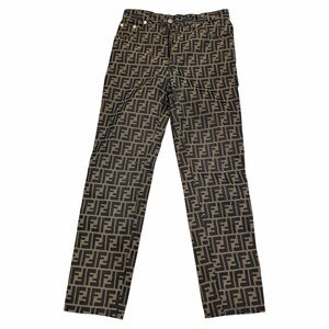 Fendi Tan and Black Monogram Skinny Pants